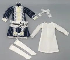 【中古】ドールアクセサリー No.0732B 22cm用 アンティーク風ドレス(紺ストライプ柄) 2013年TOGOドレス 「リカちゃん」 リカちゃんキャッスル限定