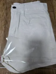 白コットン ストレッチ デニム ハーフパンツ