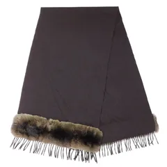 【中古】フェンディ マフラー ブラウン系 カシミヤ×チンチラ ファー付き ストール FENDI