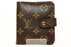 ルイヴィトン LOUIS VUITTON コンパクト ジップ M61667 二つ折り 財布 ラウンドファスナー モノグラム キャンバス ブラウン  【ブランド古着ベクトル】【中古】☆AA★▲■260412