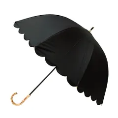 ☆ スカラップ/ブラック ☆ ピンクトリック pink trick 長傘 晴雨兼用 完全遮光 親骨50cm pink trick ピンクトリック 長傘 晴雨兼用 晴雨兼用傘 雨傘 日傘 レディース傘 傘 かさ カサ フリル傘 日よけ 日除け フリルのサムネイル