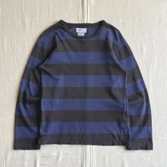 希少　90s　vintage　archive　old agnès b. PARIS　アニエスベー・パリ　太ボーダー柄　ネイビー×ブラック　激フェード　ロングスリーブTシャツ　長袖カットソー　S～M相当　日本製　Y2K　グランジ　striped L/S tee