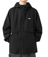 [Four leaf] ゆったり 撥水 マウンテンパーカー ナイロンジャケット ウィンドブレーカー メンズ 大きいサイズ 釣り 防寒着 防水 防寒 ナイロンパーカー ウインドブレーカー [ブラック] [L]