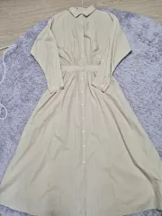 ベージュ シャツ ロング ONE PIECE