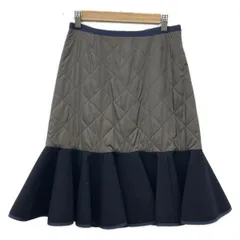 サカイ スカート サイズ1 S レディース美品  Quilting Skirt Ruffled Bottom 13-01853 カーキ×ダークネイビー ひざ丈/キルティング/中綿のサムネイル