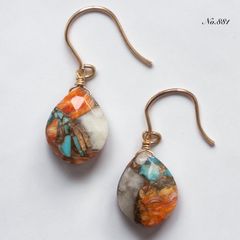 天然石 オイスターカッパーターコイズ シルバー925ピアス 142-3 樹脂 