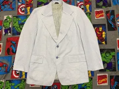 ポリエステル 総柄 テーラードジャケット L サックスブルー USA古着