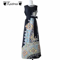 着物リメイク ロングワンピース  黒留袖 Aライン マキシ丈ドレス 正倉院花唐草文  作家物 金彩 暈し染め 駒刺繍 ブラック  黒