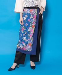 イズスカラー isscolar562224：花柄シフォン×花柄生地 3D風パンツ