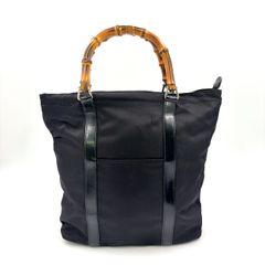 極美品 GUCCI ブラック GGキャンバス ポーチ レザーハンドル 2123