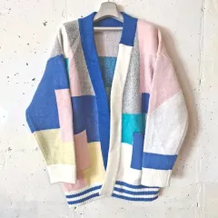 オーバーサイズ 分厚い ブロック カーディガン