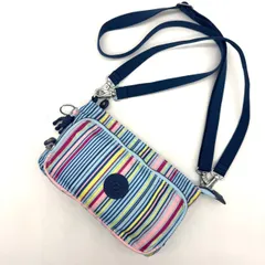 【美品】KIPLING キプリング ショルダーバッグ 2way ストライプ マルチカラー