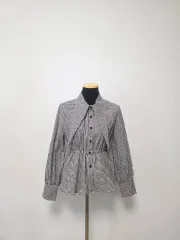 ギンガム CHECK ぺプラム スタイル ブラウス