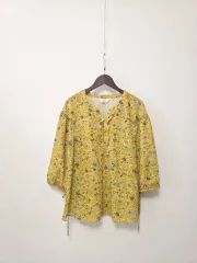 ENC イェロー 花柄 7分袖 ブラウス