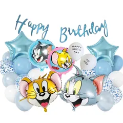 ブルー　トムとジェリーバルーンセット　バースデーバルーン　誕生日風船