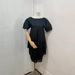 エスマックスマーラ レイヤードブラックワンピース ヴィンテージワンピース 3416