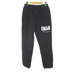 ウィンダンシー WIND AND SEA GX-A22-WSPT-01 ゴッドセレクショントリプルエックス GOD SELECTION XXX SWEAT PANTS ロング丈 スウェットパンツ S 黒系 ブラック 日本製 ロゴ 文字 プリント 裏起毛 タグ付