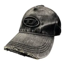 ディーゼル DIESEL ダメージ加工 エンボス ロゴ デニム キャップ 帽子 A19777 2 黒ブラック ブランド古着ベクトル 中古☆AA★▲260329のサムネイル