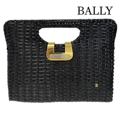 BALLY バリー ヴィンテージ 編み込み ハンドバッグ エナメル調 ブラック イタリア製