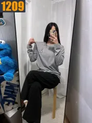 100 MLB エムエルビー LA バストロゴ グレー 長袖 Tシャツ 1209