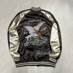 メンズL✨️ヒューストン　スカジャン　スーベニア　ドラゴン　龍　刺繍　ボルドー メンズL✨️ヒューストン スカジャン スーベニア ドラゴン 龍 刺繍