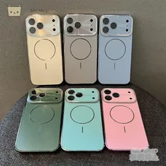 マット加工 本体色系 保護ケース MagSafe対応 レインボーレンズフィルム付き 全包み 耐衝撃 ハードケース iPhone17/17pro/17pro max/16/15/14/13/12/11 多機種対応