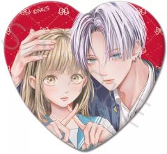 [New] Badge Bins Design A (Harumi Aikawa & Ako Tomoto) Heart-shaped can badge "Love Lip Tint"