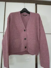新品級 UNIQLO ウール混カーディガン ピンク S