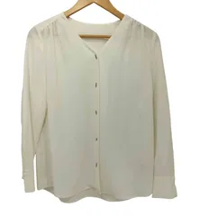 ユナイテッドアローズグリーンレーベルリラクシング UNITED ARROWS green label relaxing スティックボタン Vネック ブラウス レディース 表記無 