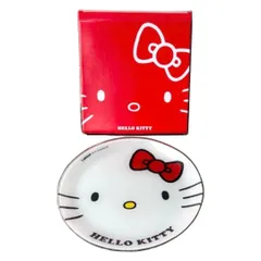 ◎【キティ 食器セット】　ピンク　ガラスボウル ×1　赤　平皿 ×2　サラダボウル　ハローキティ