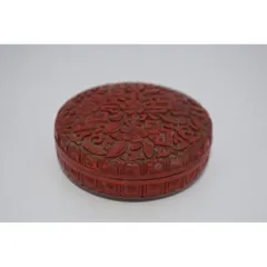 茶道具 堆朱 花唐草雷紋 香合 茶道 06-8802d