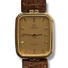 OMEGA De Ville オメガ デビル ヴィンテージ クォーツ腕時計 ゴールド×ブラウン 純正レザーベルト