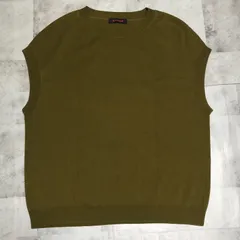 【極美品】CABaN キャバン コットン カシミヤ クルーネック ニット ベスト Lサイズ カーキ グリーン ノースリーブ ニット セーター トゥモローランドのサムネイル