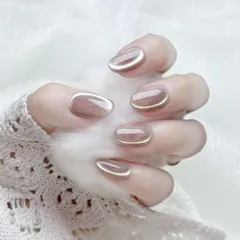 【春色フェア】OHMI GALLERY 側光マグネットネイル ショートオーバル ワンカラー 100％ハンドメイド 男女兼用 NTSOMSLU ルミナス #05