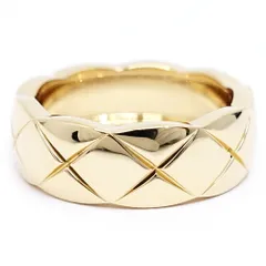 【栄】シャネル K18YG ココクラッシュ リング ミディアムモデル マトラッセ 指輪 キルティング 750YG ジュエリー J10571