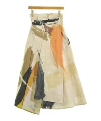 JSELF 新品 ベージュ タイトロングスカート 抽象アートプリント サイズ