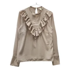 エイチ・アンド・エム フリル ピンクベージュ ブラウス 36