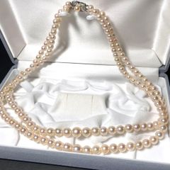 A6026 アコヤ真珠 2連 ネックレス ピアス 14k gf 本物 海水パール 
