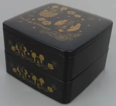 【中古】食器 ミッキーマウス＆ミニーマウス(晴着/ブラック) お重箱 「ディズニー」