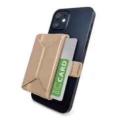新品 エレコム カードポケット ソフトレザー スタンド機能付き 磁気吸着 MAGKEEP iPhone12シリーズ対応 カード1枚収納 ベージュ AMS-BPDSBE