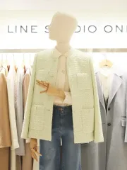新品) LINE ツイード ジャケット ライムカラー 春