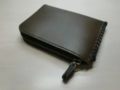 【L.C 雅】手縫い☆しっかり収納♪《牛革》Ｌ字ファスナー・コインケース・スムースブラウン・0404