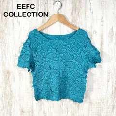 EEFC COLLECTION イーエフシーコレクション ソーイングオサミ プリーツ ショートスリーブ カットソー ブルー レディース 半袖 トップス