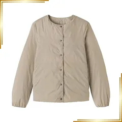 【新品】 無印良品 婦人 軽量ダウンポケッタブルノーカラージャケット レディース BD10GA5A ライトベージュ 婦人L 1