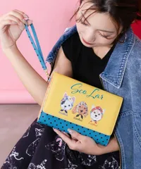 ScoLar スカラー　SC81-21：頭巾わんちゃん×ドット柄 ロゴ刺繍入りマルチケースのサムネイル