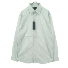 未使用 Banana Republic バナナリパブリック ストライプ柄 長袖 コットンシャツ M グリーン メンズ 古着
