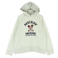 Disney RESORT ディズニーリゾート キャラクタープリント 長袖 スウェットパーカー M ライトグレー ミッキー レディース 古着