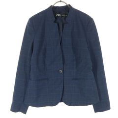 未使用級 人気♡ ZARA パンツスーツ ネイビー チェック ノーカラー