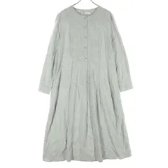 美品 ZARA ザラ 長袖 レーヨン クルーネック ロングワンピース S ライトグレー レディース 古着