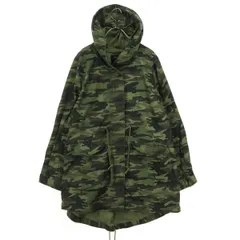 AZUL by moussy アズールバイマウジー 迷彩柄 フーディー ミリタリー コットン コート S カーキ レディース 古着のサムネイル